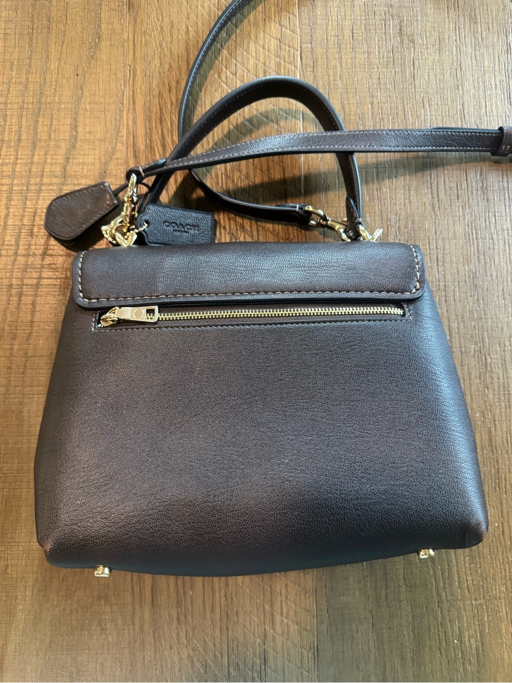 Coach Brown Floral Appliqué Leather Satchel - Picture 2 of 9